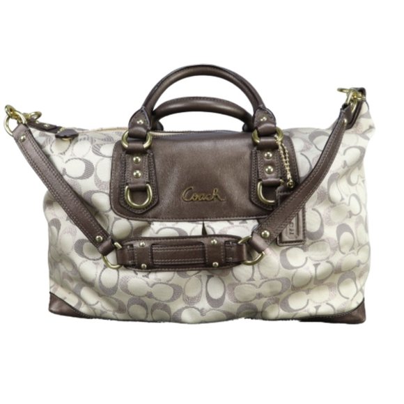 Coach Handbags - COACH Tote Bag Brown & Beige Signature COACH Logo Canvas, LIKE NEW